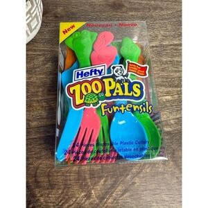 Hefty ZOO PALS Utensils Animal Funtensils Vintage Full Set 24 NEW sealed HTF